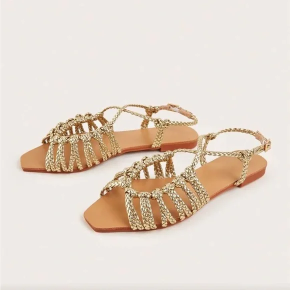 Gold Strappy Sandals size 8 - Picture 2 of 2